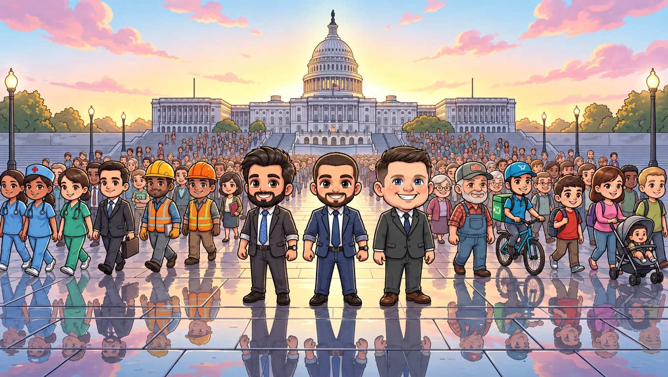 At dawn, Mamdani, El-Sayed and Talarico stand at the foot of the Capitol steps with a huge crowd of ordinary Americans behind them.