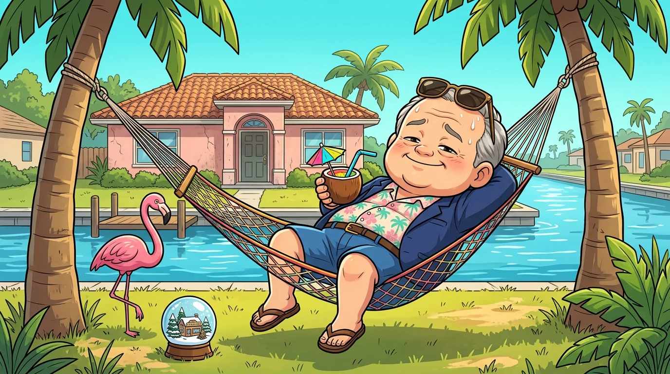 Mike Rogers lounges in a hammock outside a pink Florida house, a Michigan snow globe forgotten on the lawn.