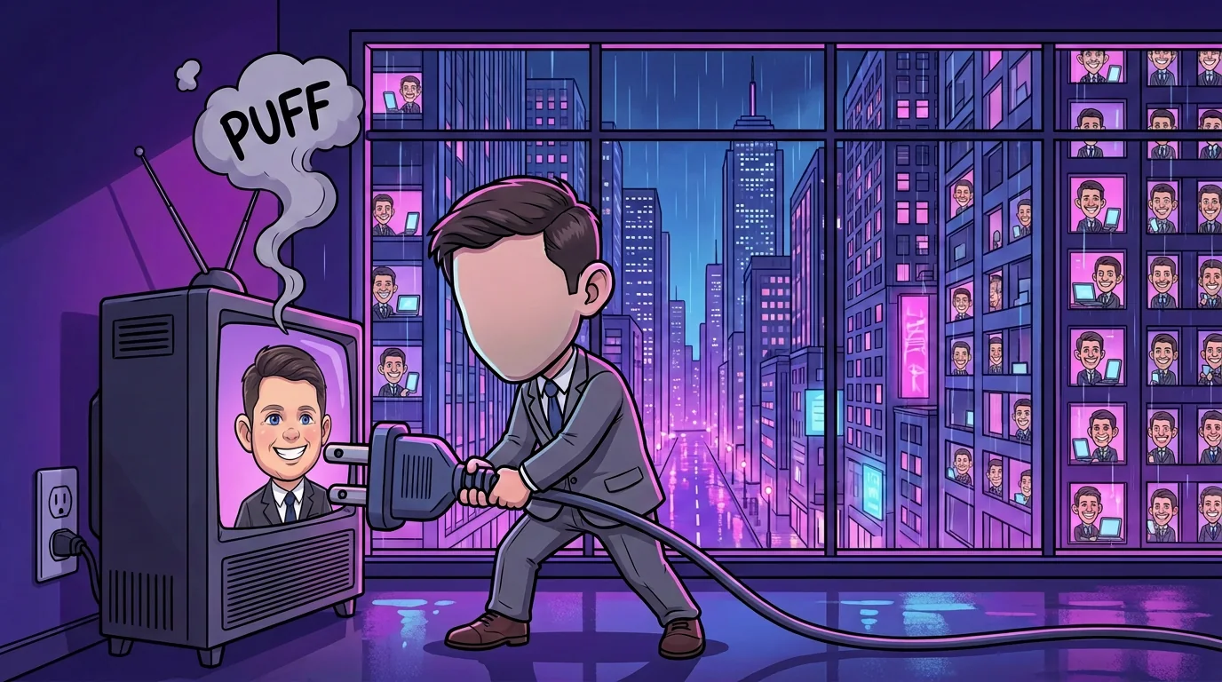 A network executive yanks the plug on a TV studio while every phone in the city shows Talarico grinning.